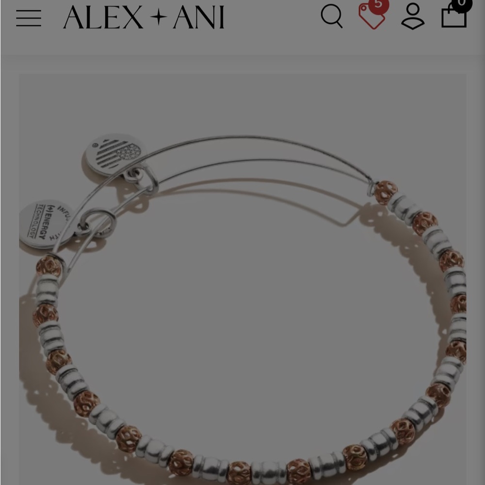 Alex and Ani orbit beaded sterling silver and rose gold bangle bracelet